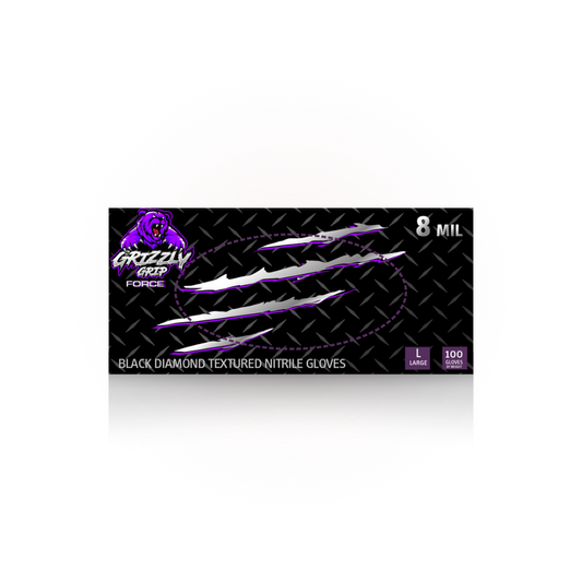 Grizzly Grip Black Diamond Nitrile Gloves 8 Mil