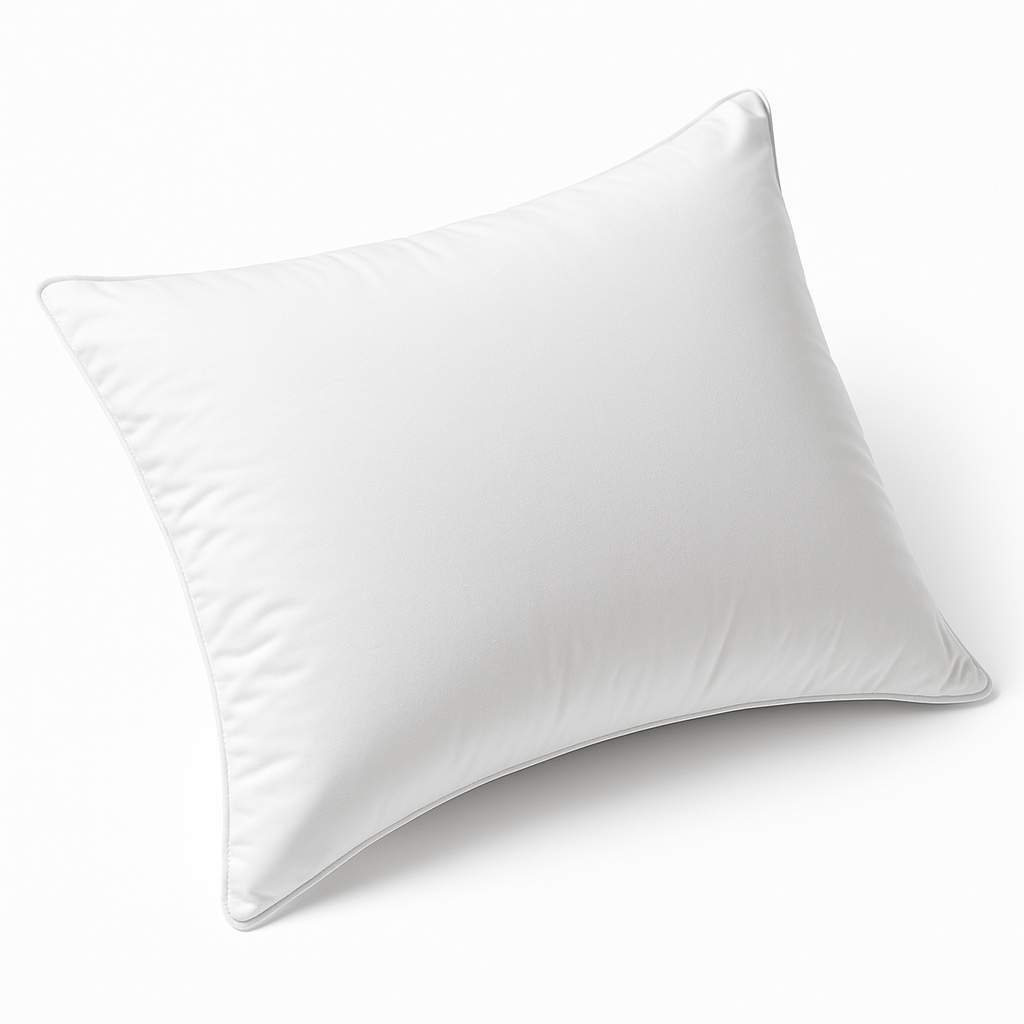 White hotel pillow with soft, supportive fill – ideal for hotels, clinics, and care facilities